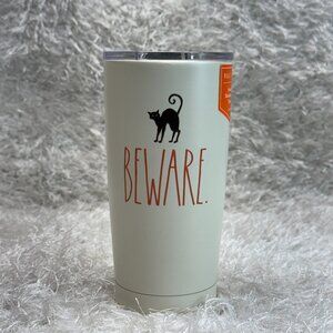 Rae Dunn "BEWARE" Cat Stainless Steel Insulated Tumbler Halloween 17 Oz
